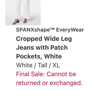 SPANX White Wide Leg Cropped Jeans